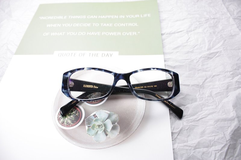 ELEMENTS eyewear 蓝玳瑁色方形眼镜框日本手造 - 眼镜/眼镜框 - 其他材质 蓝色