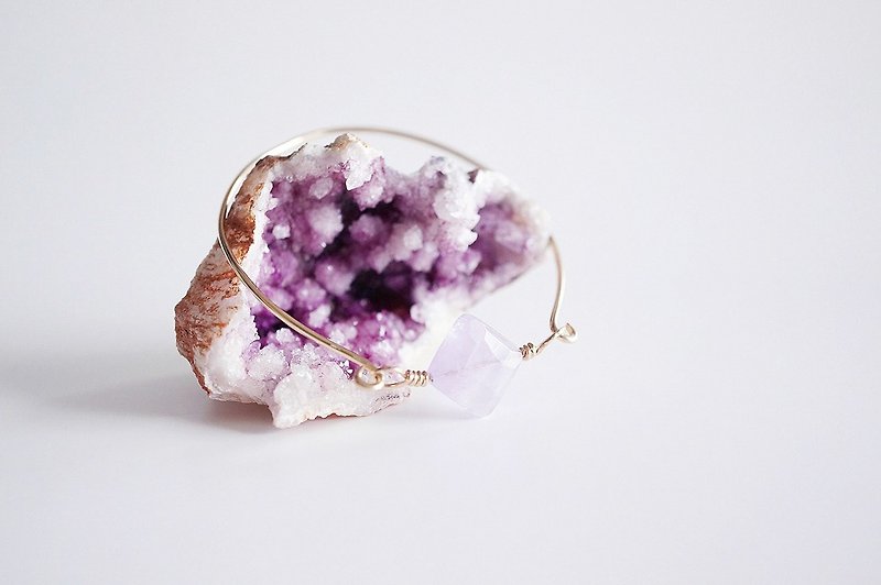 【14KGF】Wire Bangle, Gemstone,Lavender Amethyst - 手链/手环 - 宝石 紫色