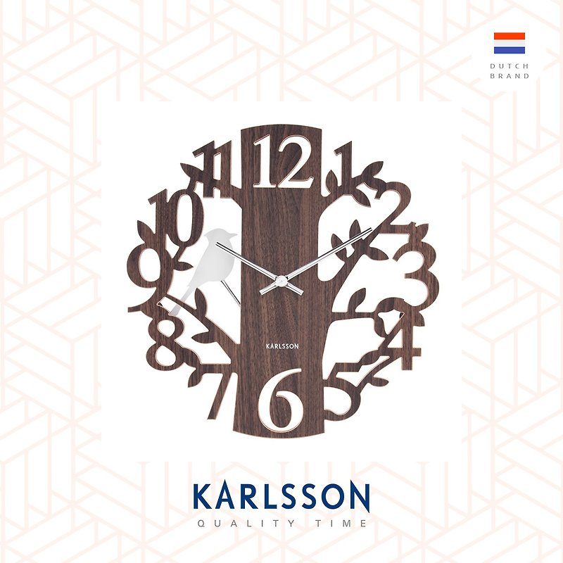 Karlsson, Wall clock woodpecker MDF brown (Pendulum) 啄木 - 时钟/闹钟 - 木头 咖啡色