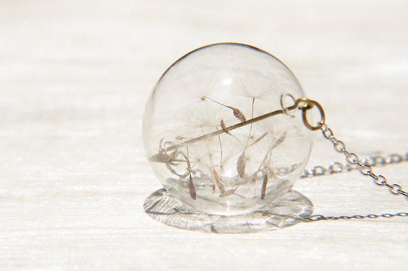 / 森林女孩 / 英式透明系玻璃球项链 -蒲公英森林 - 项链 - 玻璃 白色