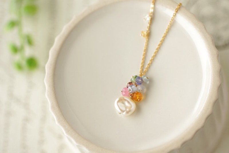 14kgf 二重虹のネックレス - 项链 - 宝石 多色