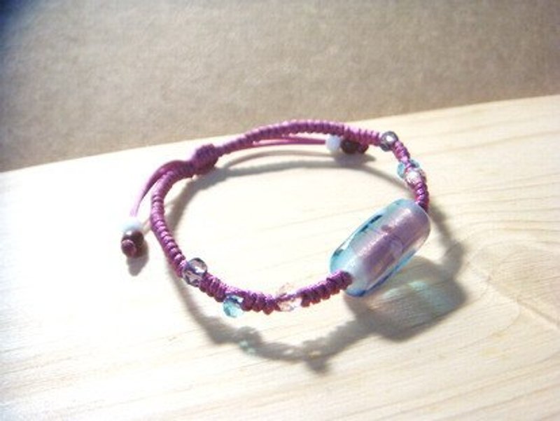 柚子林手工琉璃 - 招吉避邪 之 双色琉璃手环(浅蓝紫) - 手链/手环 - 玻璃 紫色
