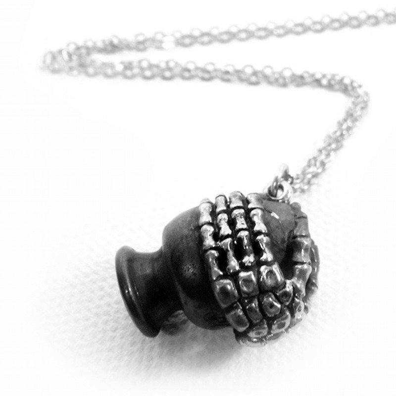 Zodiac pendant Water Bearer bone for Aquarius in white bronze and oxidized antique color ,Rocker jewelry ,Skull jewelry,Biker jewelry - 项链 - 其他金属 
