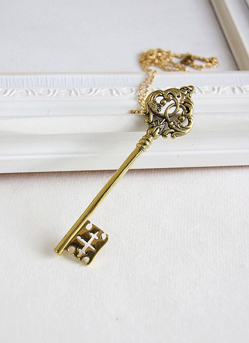 复古钥匙黄铜项链 - 项链 - 其他金属 金色