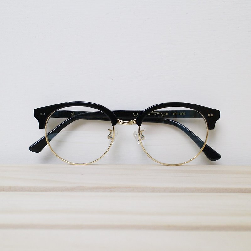 复古欧美眉框  极品圆框 亮黑镜框 眼镜 - 眼镜/眼镜框 - 塑料 黑色