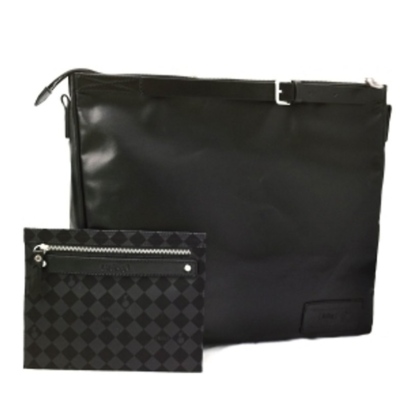 [McVing] New Vintage W Handbag 黑色防水手提包/肩背包/侧背包 - 侧背包/斜挎包 - 真皮 黑色