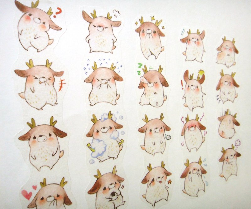 表情鹿  expression deer  washi tape(此为预购，统计至10/31) - 纸胶带 - 纸 多色