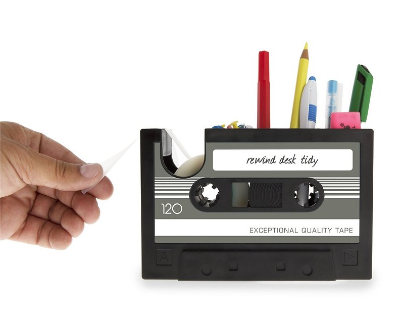 “录音带造型 笔筒/胶带座”( 大 / L ) 音乐设计款 - 纸胶带 - 塑料 