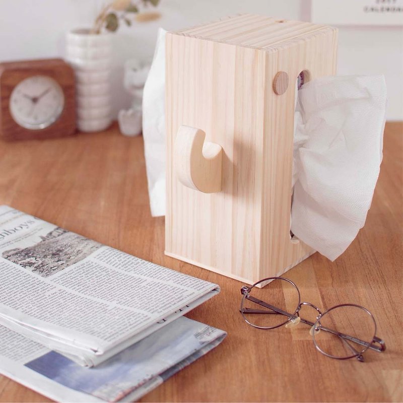 大象面纸盒 - 摆饰 - 木头 咖啡色