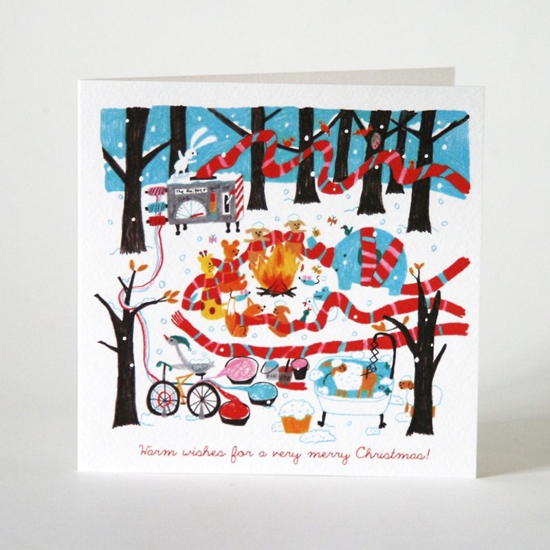 温暖围巾圣诞卡 Scarf Chirstmas Card - 卡片/明信片 - 纸 多色