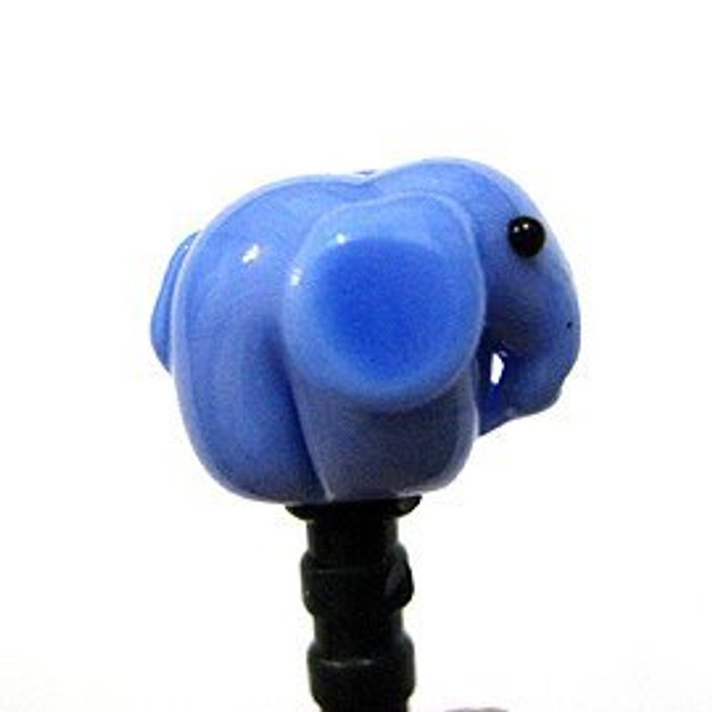 可爱动物系列~蓝色大象琉璃/手机防尘塞 - 手机座/防尘塞 - 玻璃 蓝色