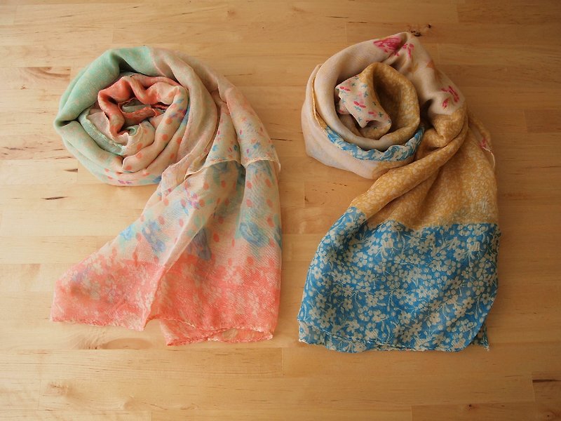 purin select shop 	爱丽丝花园拼布围巾 粉蓝款 - 丝巾 - 其他材质 多色