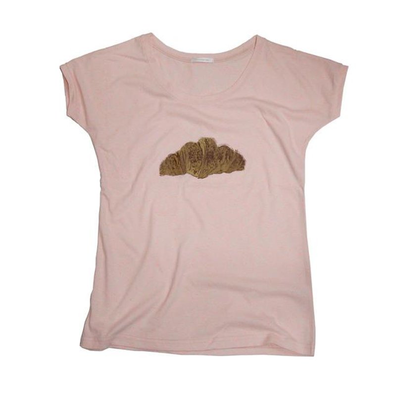 ボディーからオリジナル。クロワッサンTシャツ　レディースフリーサイズ　Tcollector - 女装 T 恤 - 棉．麻 粉红色