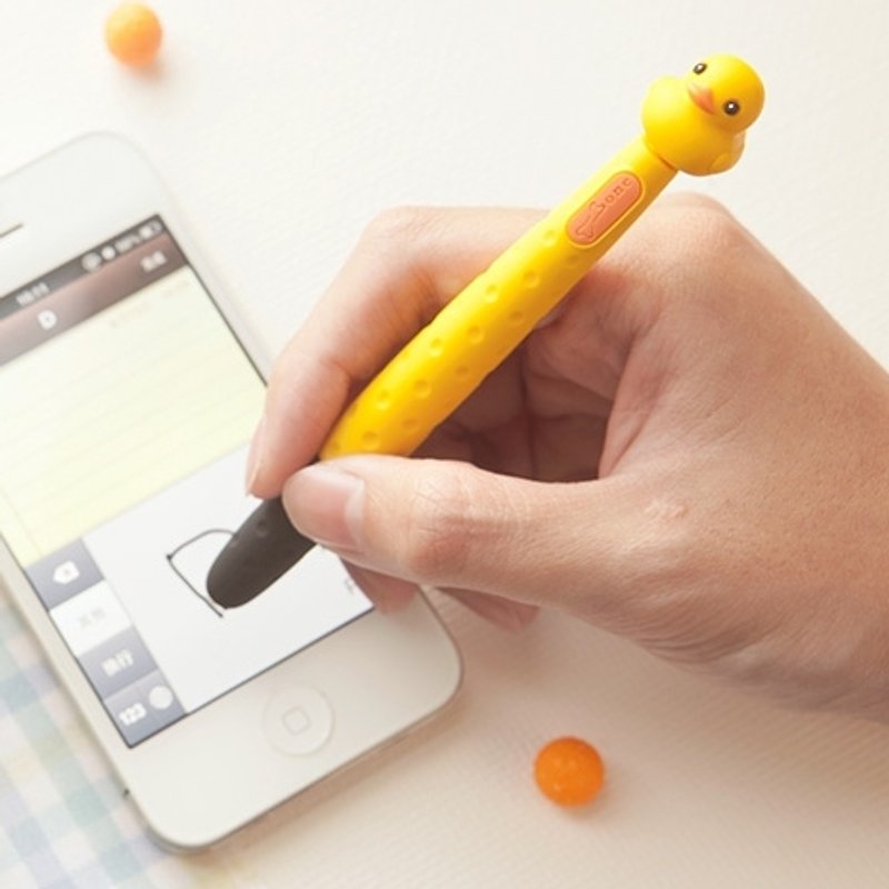 Stylus Pen 两用造型触控笔-黄色鸭鸭 - 数码小物 - 硅胶 黄色