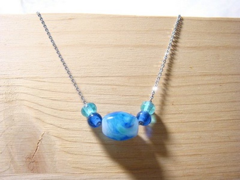 柚子林琉璃 - 自由 - 琉璃项链 - 细链款 - 项链 - 玻璃 蓝色