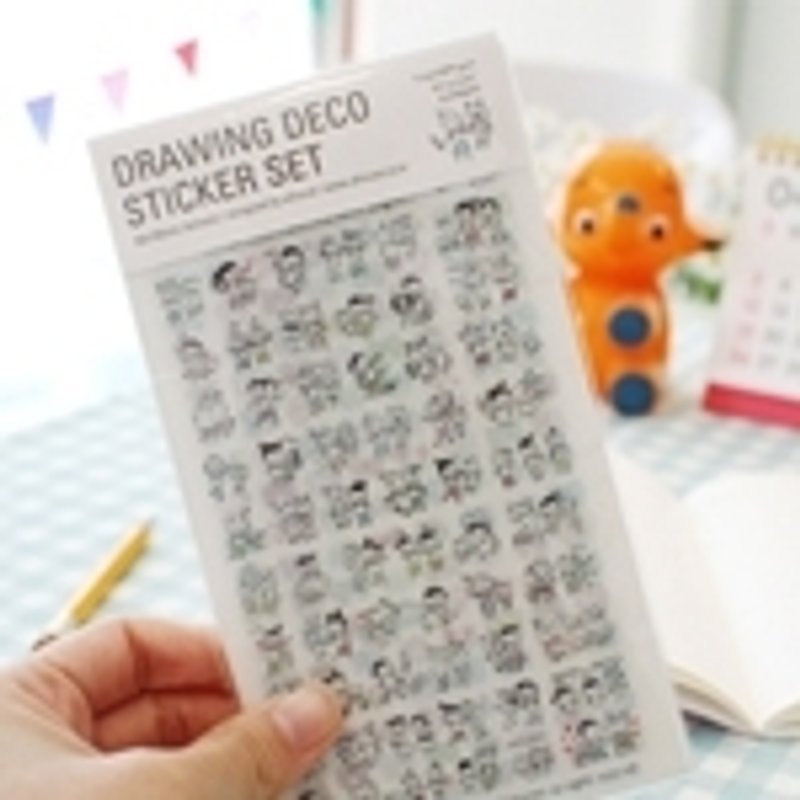 韩国【Afrocat】drawing deco sticker 涂鸦 手帐 贴纸6张 生活 心情 进口 - 贴纸 - 纸 多色