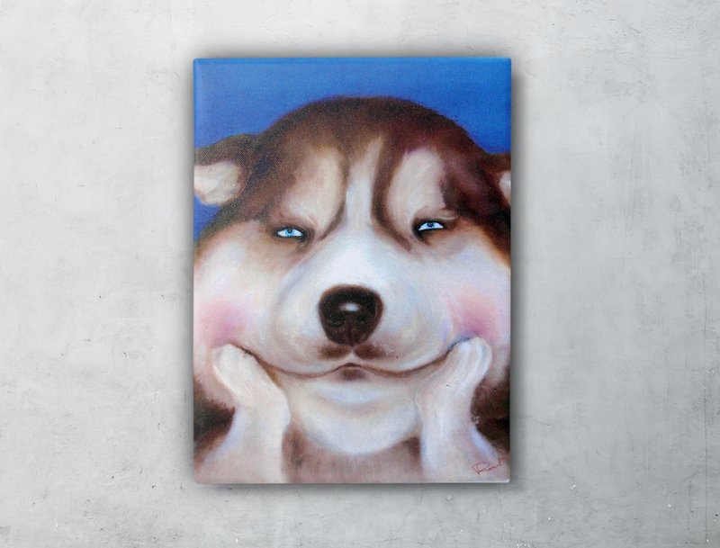微笑动物 哈士奇 油画 复制画 小狗 - 海报/装饰画/版画 - 防水材质 