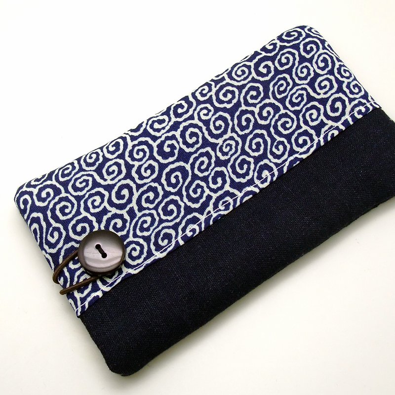 定制化电话包 手机袋 手机保护布套 云彩图案 (P-50) - 手机壳/手机套 - 棉．麻 蓝色