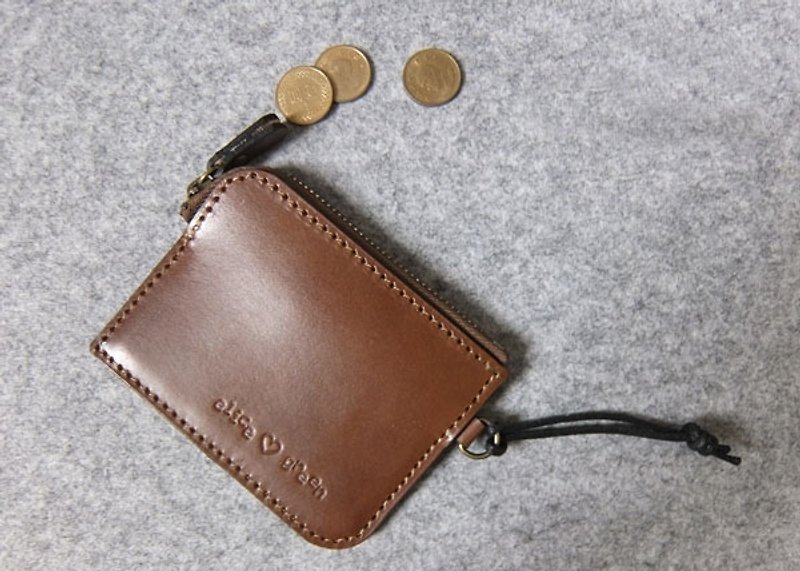 真皮极简小用·零钱包加宽版 可放悠游卡 深木色 - 零钱包 - 真皮 多色