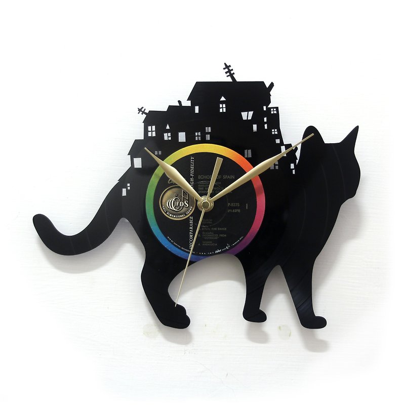 猫旅行Cat in Traveler黑胶时钟 - 时钟/闹钟 - 其他材质 黑色