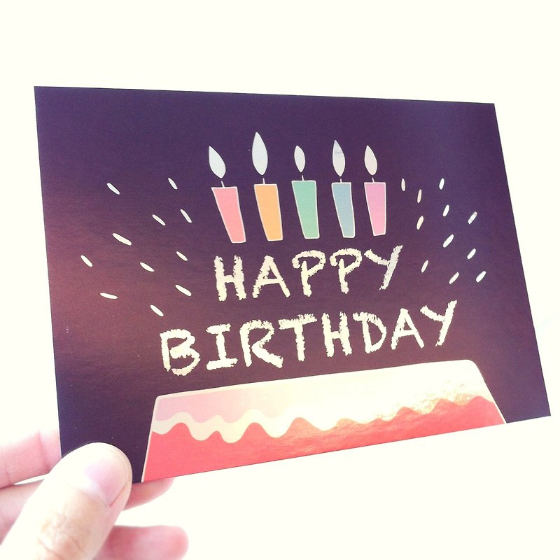 明信片-Birthday Cake-银箔卡 - 卡片/明信片 - 纸 多色