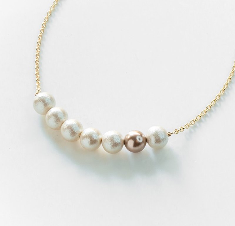 925纯银棉珍珠项链【Swarovski水晶珍珠设计款项链-玫瑰金款 - 项链 - 其他金属 金色