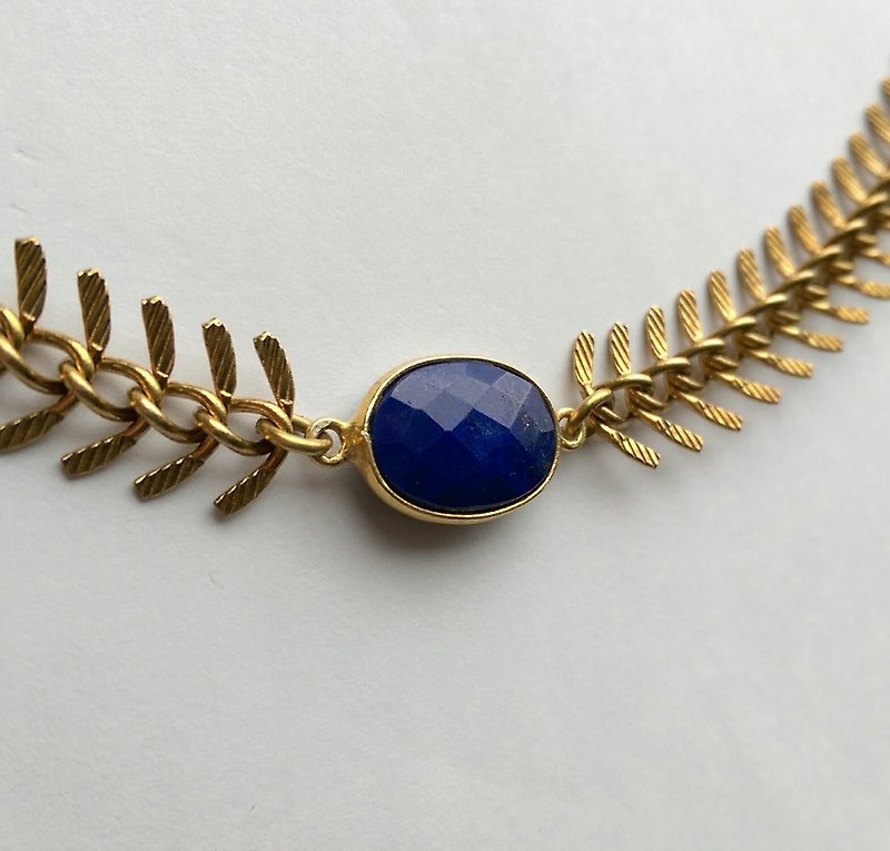 Lapis Laureate Necklace 青金石桂冠黄铜项链 - 项链 - 宝石 