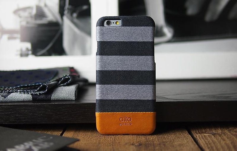 alto iPhone 6/6S  4.7寸 真皮手机壳背盖 Denim 黑灰条纹 Gray Stripe - 手机壳/手机套 - 真皮 灰色