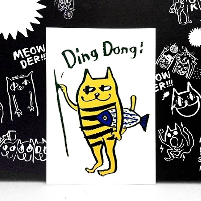 Wanying Hsu 猫下去明信片 "DING DONG" - 卡片/明信片 - 纸 