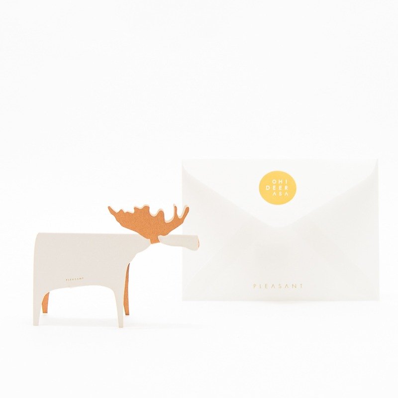 PLEASANT 纸快鹿礼卡 Deer Card Paper(浅灰黄褐) - 立体小鹿摆饰 - 摆饰 - 纸 卡其色