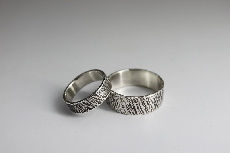 s925纯银戒指-斜痕纹戒(单只价) Oblique Traces Ring - 戒指 - 纯银 银色