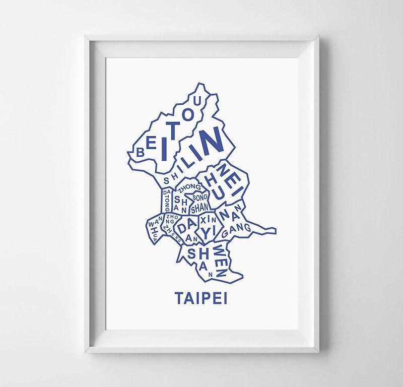 Taipei 可定制化 挂画 海报 - 墙贴/壁贴 - 纸 白色
