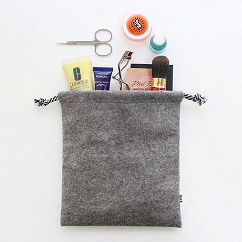Dessin x indigo-毛毡大方束口袋化妆包V.3-铁灰,IDG03760 - 化妆包/杂物包 - 其他材质 灰色