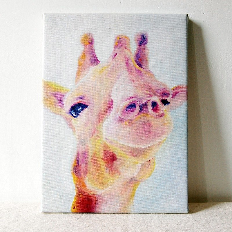 微笑油画系列 粉红长颈鹿 复制画 - 海报/装饰画/版画 - 防水材质 