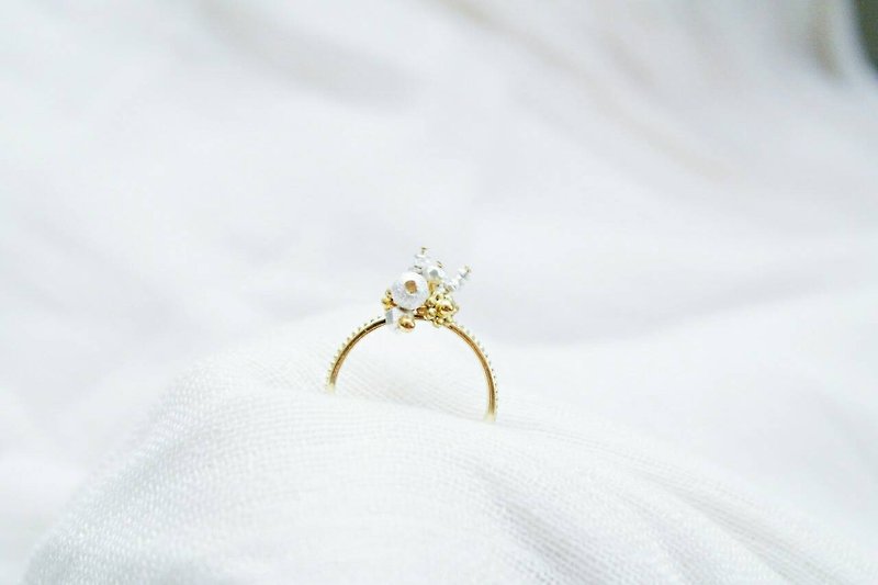 《小花坊系列》金色季节 迷你银雪花束 戒指 - 戒指 - 宝石 