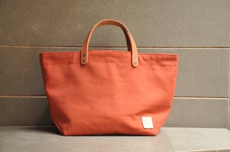 HB08　中型帆布包 [订制] - 手提包/手提袋 - 棉．麻 橘色