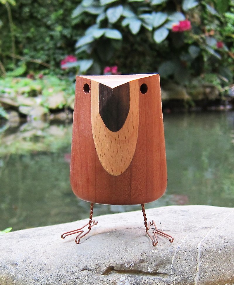 木头鸟 "呱哥" - 摆饰 - 木头 咖啡色