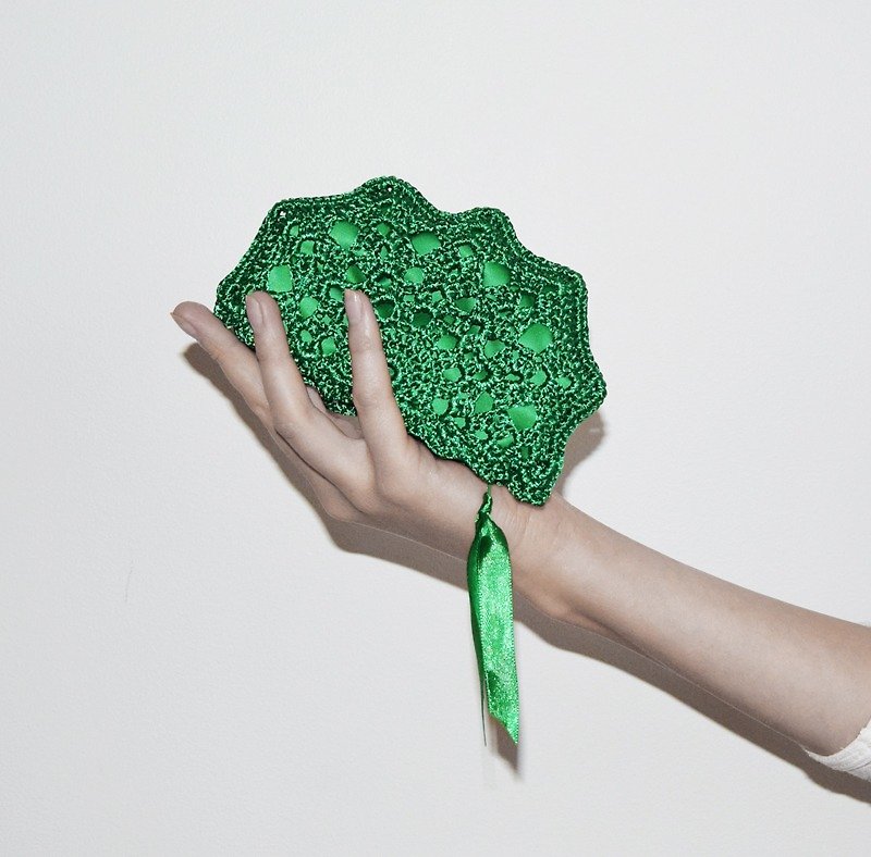 Emerald Green Coin Purse - Small Crochet Bag - Small Emerald Green Purse - Zippered Money Pouch - Green Coin Wallet for Change - Key Storage - 零钱包 - 其他材质 绿色