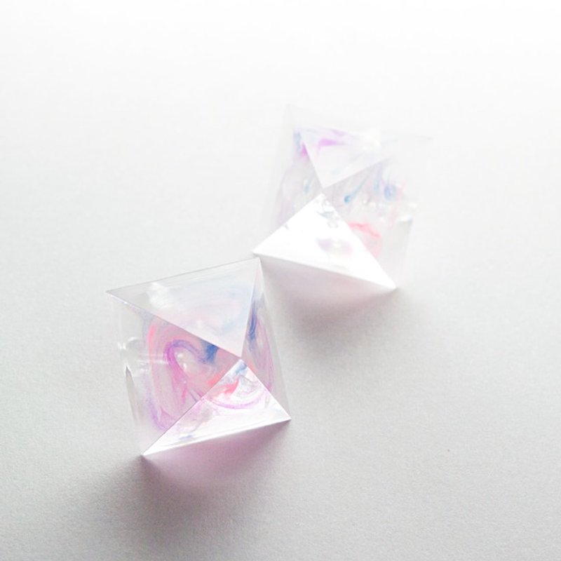 ピラミッドピアス(桃渦) - 耳环/耳夹 - 其他材质 粉红色