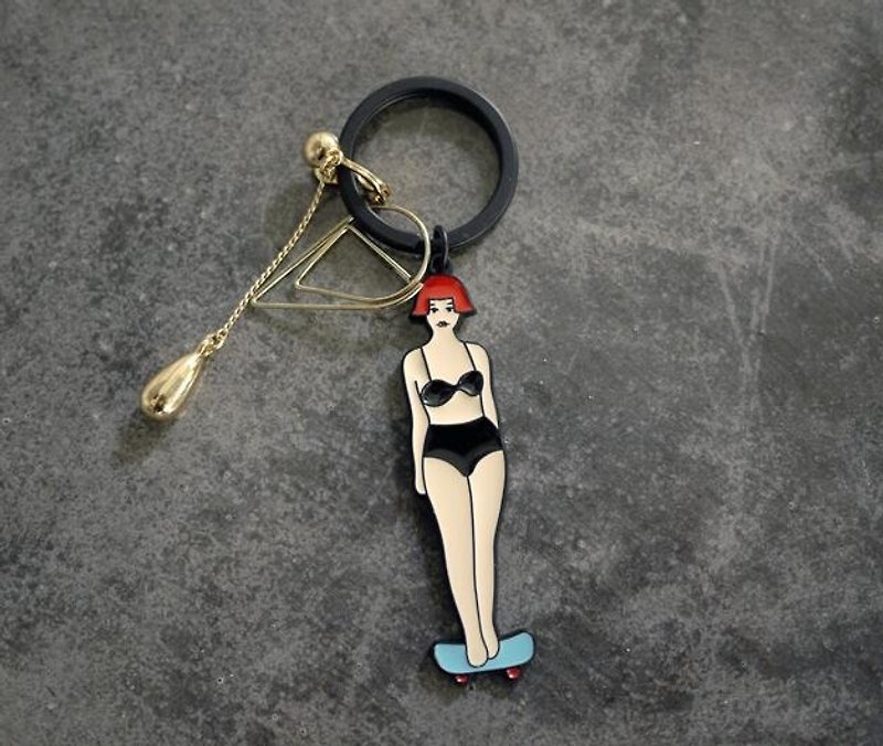 YIZISTORE运动系列钥匙圈 钥匙扣-滑板女孩 - 钥匙链/钥匙包 - 其他金属 