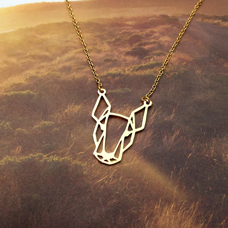 Geometric Bull Terrier Necklace, Dog Necklace, Gift for Dog Lover - 项链 - 铜/黄铜 金色