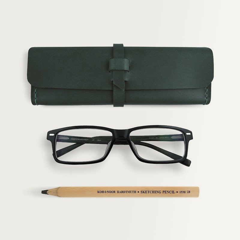立体方型笔盒 / 眼镜盒 / 收纳包 -- 森林绿 - 铅笔盒/笔袋 - 真皮 绿色