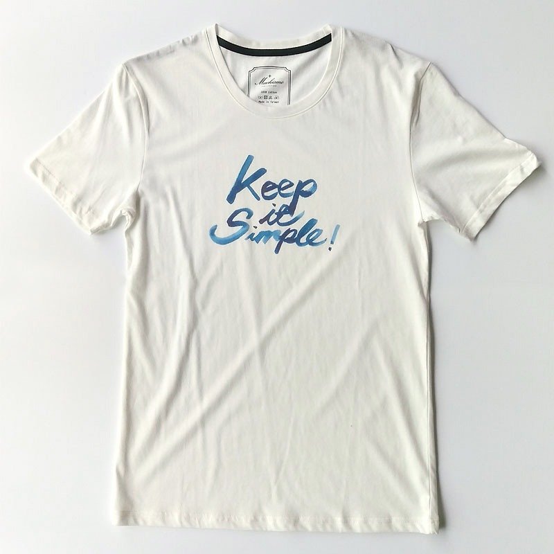Keep it simple-水彩手绘风英文字白色T恤 - 男装上衣/T 恤 - 其他材质 白色