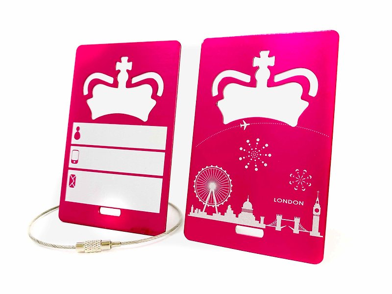 行李开瓶吊卡│桃红│伦敦天际线│背面可写上旅客信息 - 行李吊牌 - 不锈钢 粉红色