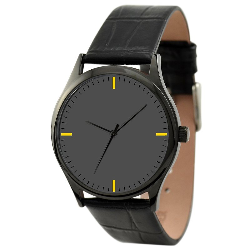 黑色简约手表(黄色) - 女表 - 其他金属 黑色