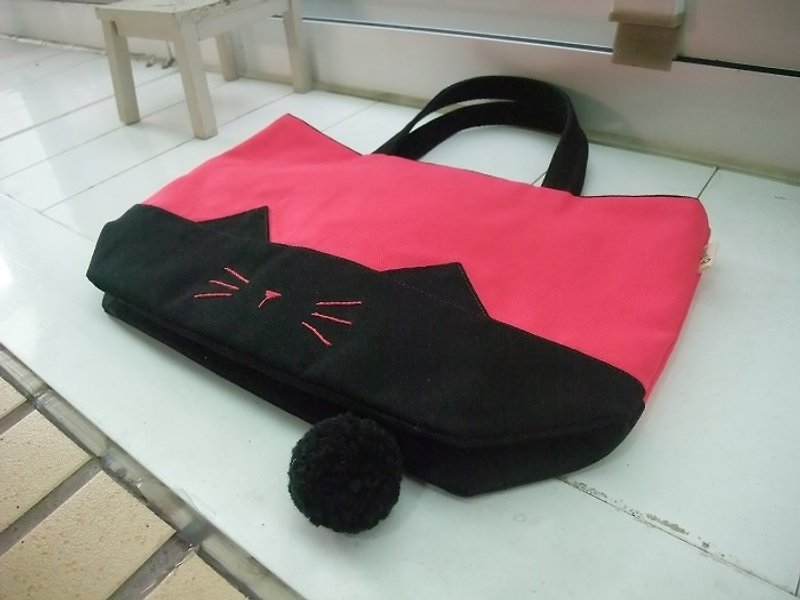 me。小黑猫。小托特(桃红)。 - 手提包/手提袋 - 其他材质 黑色