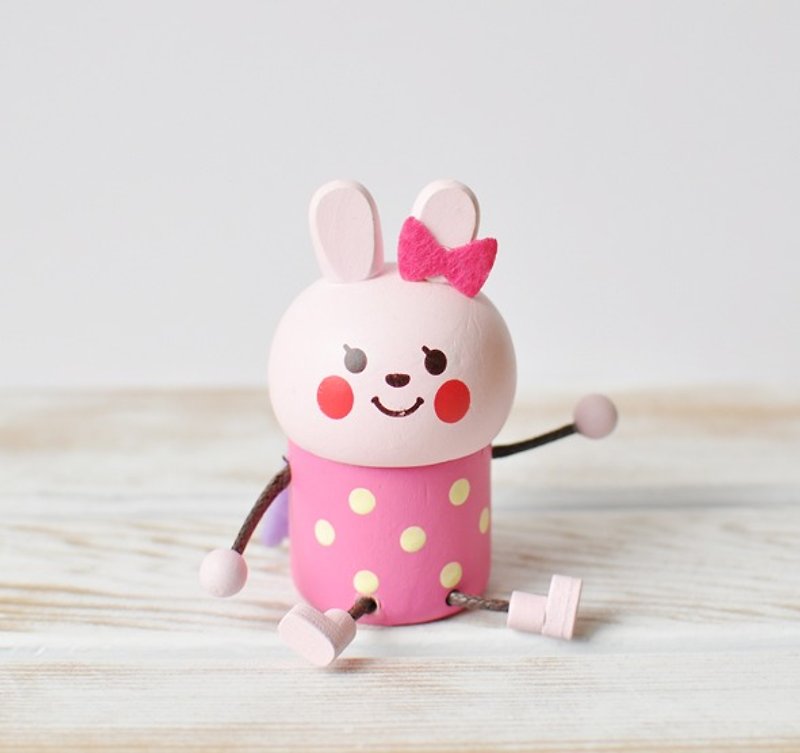 【日本Decole】GoGo Mantle系列 木制小物收纳盒 / 儿童乳牙盒(草莓兔造型) - 收纳用品 - 木头 粉红色