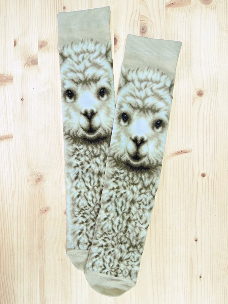 JHJ Design 加拿大品牌 高彩度针织棉袜 动物系列 - 草泥马袜子(针织棉袜) 羊驼 可爱 - 袜子 - 其他材质 