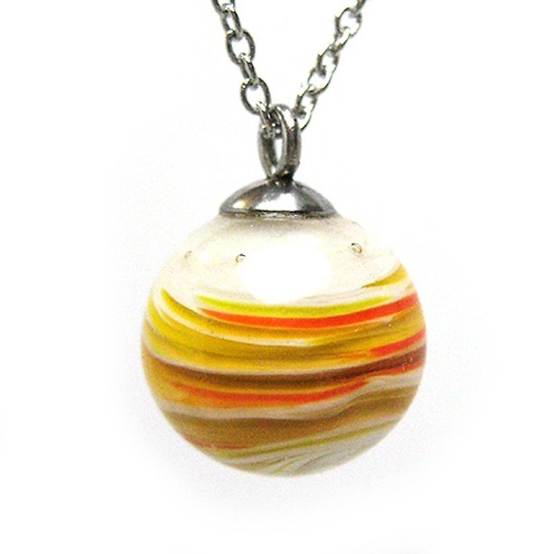 星球系列 木星 琉璃珠项链 - 锁骨链 - 玻璃 白色