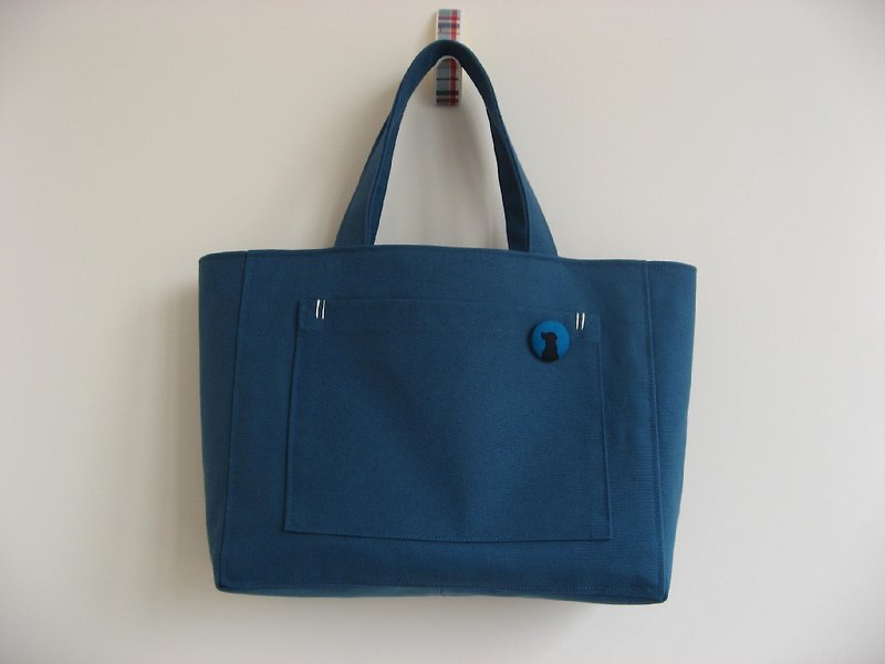 蓝色帆布托特包 - 手提包/手提袋 - 其他材质 绿色